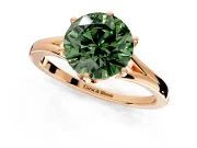 Solitaire Engagement Ring Setting for Fancy Green Round Cut Center with Plain Split Shank and Prong Head in Rose Gold