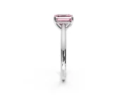 Solitaire Engagement Ring Setting for Fancy Pink Asscher Cut Center with Narrow Cathedral Band and Prong Head in White Gold