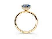 Hidden Halo Engagement Ring Setting for Fancy Blue Heart-Shaped Center with Thin Round-Wire Band and Prong Head in Yellow Gold