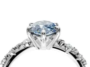Solitaire Engagement Ring Setting for Fancy Blue Marquise Center with Trailing Leaf Accent Band and Prong Head in Platinum
