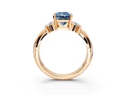 Solitaire Engagement Ring Setting for Fancy Blue Radiant Cut Center with Grooved Bar Accent Band and Prong Head in Rose Gold
