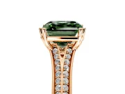 Solitaire Engagement Ring Setting for Fancy Green Asscher Cut Center with Pave Rail Split Shank and Prong Head in Rose Gold