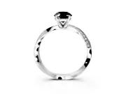 Side Accent Engagement Ring Setting for Fancy Black Oval Center with Accent Shoulders and Prong Head in Sterling Silver