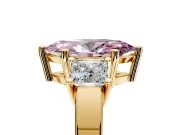 3 Stone Engagement Ring Setting for Fancy Pink Marquise Center with Matching Side Accents and Prong Head in Yellow Gold