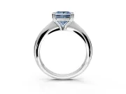 Solitaire Engagement Ring Setting for Fancy Blue Princess Cut Center with Reverse Tapered Band and Prong Head in Platinum