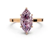 Hidden Halo Engagement Ring Setting for Fancy Pink Marquise Center with Wide Flat Plain Band and Prong Head in Rose Gold