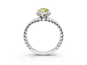 Halo Engagement Ring Setting for Fancy Yellow Pear-Shaped Center with Rope Twist Split Shank and Prong Head in Platinum