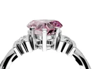 Solitaire Engagement Ring Setting for Fancy Pink Heart-Shaped Center with Grooved Bar Accent Band and Prong Head in White Gold