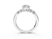 5 Stone Engagement Ring Setting for Cushion Cut Center with Plain Band and Prong Head in Sterling Silver