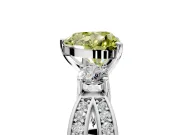 3 Stone Engagement Ring Setting for Fancy Yellow Heart-Shaped Center with Pave Twist Band and Prong Head in Sterling Silver
