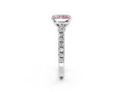 Solitaire Engagement Ring Setting for Fancy Pink Radiant Cut Center with Single Row Accent Band and Prong Head in Platinum