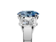 3 Stone Engagement Ring Setting for Fancy Blue Oval Center with Matching Side Accents and Prong Head in Platinum
