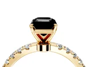Open Basket Engagement Ring Setting for Fancy Black Emerald Cut Center with Pave Band and Prong Head in Yellow Gold