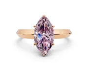 Solitaire Engagement Ring Setting for Fancy Pink Marquise Center with Wide Knife Ridge Band and Prong Head in Rose Gold