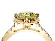Floral Engagement Ring Setting for Fancy Yellow Round Cut Center with Pave Band and Floral Prong Head in Yellow Gold