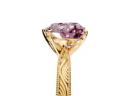 Solitaire Engagement Ring Setting for Fancy Pink Heart-Shaped Center with Engraved Milgrain Band and Prong Head in Yellow Gold