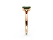 Solitaire Engagement Ring Setting for Fancy Green Emerald Cut Center with Thin Rounded Plain Band and Prong Head in Rose Gold