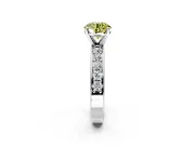 Solitaire Engagement Ring Setting for Fancy Yellow Round Cut Center with Channel-Set Accents and Prong Head in Platinum