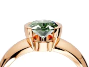 Tension Engagement Ring Setting for Fancy Green Oval Center with Wide Flat Band and Tension Head in Rose Gold