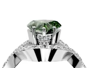 Halo Engagement Ring Setting for Fancy Green Heart-Shaped Center with Pave Infinity Twist Band and Prong Head in Platinum