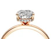 Hidden Halo Engagement Ring Setting for Cushion Cut Center with Plain Band and Tall Prong Head in Rose Gold