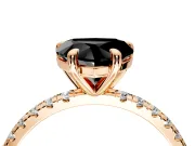 Solitaire Engagement Ring Setting for Fancy Black Heart-Shaped Center with Fine Pave Narrow Band and Prong Head in Rose Gold