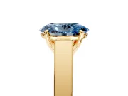 Solitaire Engagement Ring Setting for Fancy Blue Oval Center with Tapered Split Shoulders and Prong Head in Yellow Gold