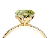 Solitaire Engagement Ring Setting for Fancy Yellow Heart-Shaped Center with Pave Accents and Prong Head in Yellow Gold