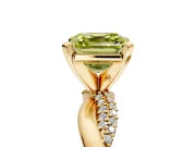 Solitaire Engagement Ring Setting for Fancy Yellow Asscher Cut Center with Pave and Plain Crossover and Basket Head in Yellow Gold