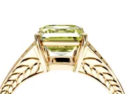 Split Shank Engagement Ring Setting for Fancy Yellow Asscher Cut Center with Pave Split Shank and Prong Head in Yellow Gold