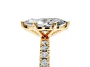 Solitaire Engagement Ring Setting for Marquise Center with Fine Pave Band and Claw Prong Head in Yellow Gold