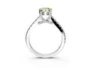 Solitaire Engagement Ring Setting for Fancy Yellow Pear-Shaped Center with Widening Pave Band and Claw Prong Head in Sterling Silver