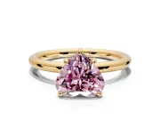 Low-Set Solitaire Engagement Ring Setting for Fancy Pink Heart-Shaped Center with Thin Plain Band and Prong Head in Yellow Gold