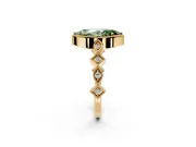 Milgrain Bezel Engagement Ring Setting for Fancy Green Marquise Center with Marquise Stations and Bezel Head in Yellow Gold