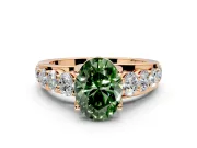 Solitaire Engagement Ring Setting for Fancy Green Oval Center with Graduated Shared Prongs and Prong Head in Rose Gold
