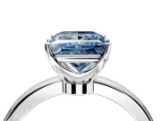 Solitaire Engagement Ring Setting for Fancy Blue Princess Cut Center with Plain Band and Tulip Prong Head in Sterling Silver