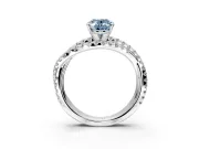 Solitaire Engagement Ring Setting for Fancy Blue Oval Center with Woven 3-Strand Pave Band and Prong Head in Platinum