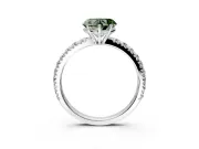 Solitaire Engagement Ring Setting for Fancy Green Heart-Shaped Center with Large Accent Band and Prong Head in Platinum