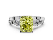 Solitaire Engagement Ring Setting for Fancy Yellow Radiant Cut Center with Twisted Pave Split Shank and Prong Head in Sterling Silver