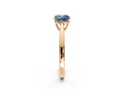 Solitaire Engagement Ring Setting for Fancy Blue Cushion Cut Center with Open Cathedral Shoulders and Prong Head in Rose Gold