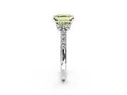Paired Accent Engagement Ring Setting for Fancy Yellow Asscher Cut Center with Pave Band and Prong Head in Platinum