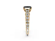 Solitaire Engagement Ring Setting for Fancy Black Radiant Cut Center with Pave Cathedral Shoulders and Prong Head in Yellow Gold