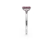 Solitaire Engagement Ring Setting for Fancy Pink Emerald Cut Center with Straight Thin Band and Prong Head in White Gold