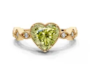 Milgrain Bezel Engagement Ring Setting for Fancy Yellow Heart-Shaped Center with Marquise Stations and Bezel Head in Yellow Gold