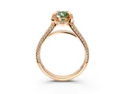 Solitaire Engagement Ring Setting for Fancy Green Pear-Shaped Center with Accented Split Shank and Prong Head in Rose Gold