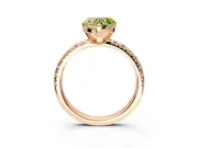 Solitaire Engagement Ring Setting for Fancy Yellow Heart-Shaped Center with Large Accents and Prong Head in Rose Gold