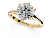 Solitaire Engagement Ring Setting for Round Cut Center with Cathedral Band and Prong Head in Yellow Gold