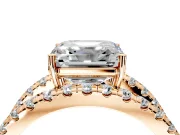 Solitaire Engagement Ring Setting for Asscher Cut Center with Wide-Open Split Shank and Prong Head in Rose Gold
