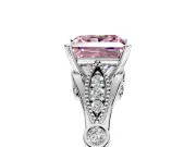 Solitaire Engagement Ring Setting for Fancy Pink Princess Cut Center with Marquise and Bezel Accents and Prong Head in Platinum
