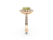 Floral Halo Engagement Ring Setting for Fancy Yellow Princess Cut Center with Pave Accents and Prong Head in Rose Gold
